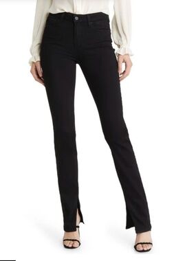 New PAIGE Women's size 27 Constance High Waist Slit Hem Skinny Jeans in Black
